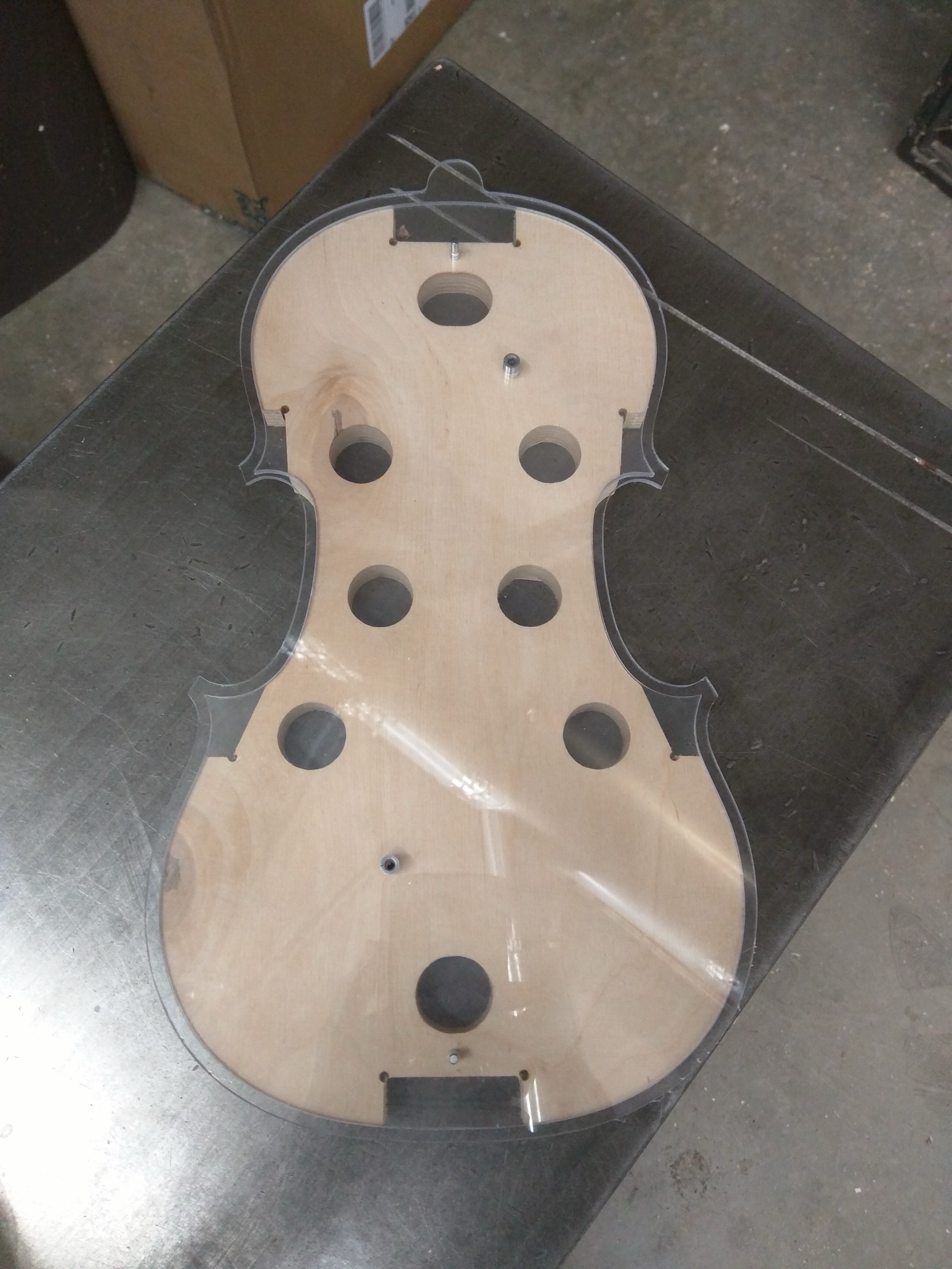 Outline template in Baltic birch and optical acrylic